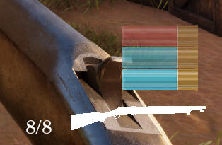 UI showing the queue of elemental ammo loaded into the gun